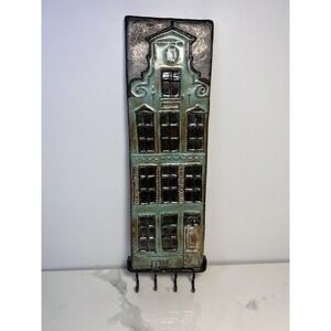 VTG Dutch House Key Holder Ceramic Metal Wall Mounted Hand painted